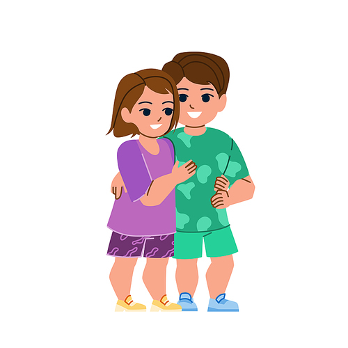 brother and sister vector. child happy girl, hug young siblings, family lifestyle brother and sister character. people flat cartoon illustration