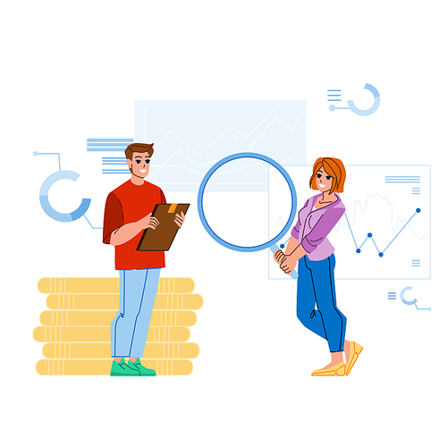 budget analyse vector. business financial data, document office, economy cost, tax audit budget analyse character. people flat cartoon illustration