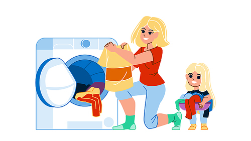 clothes dryer vector. laundry home washer, clean cloth, rack room, bathroom clothes dryer character. people flat cartoon illustration