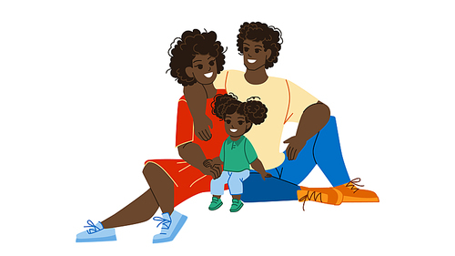 african american family vector. father mother together, person portrait, active parent african american family character. people flat cartoon illustration