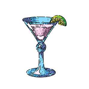 cosmopolitan cocktail hand drawn vector. drink martini, cosmo red vodka, cranberry bar glass cosmopolitan cocktail sketch. isolated color illustration