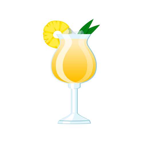 pina colada cocktail cartoon. pineapple drink, rum glass, coconut tropical ice fruit pina colada cocktail vector illustration