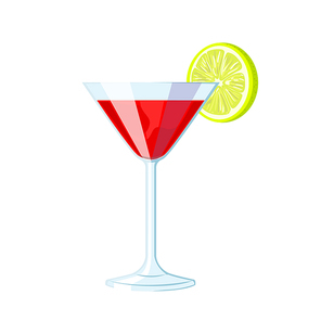 cosmopolitan cocktail cartoon. drink martini, cosmo red vodka, cranberry bar glass cosmopolitan cocktail vector illustration