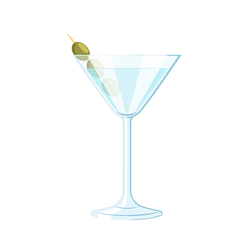 martini cocktail cartoon. gin glass, drink vodka, bar dry olive martini cocktail vector illustration