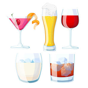 drink glass set cartoon vector. alcohol menu, vintage bar, ice food beverage, restaurant cup drink glass vector illustration