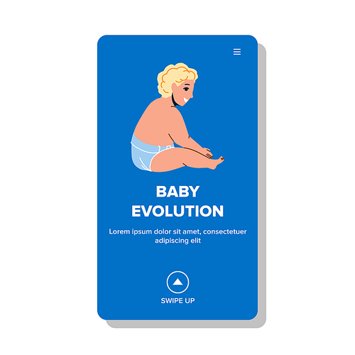 Baby Evolution Growth Physical Process Vector. Baby Evolution From Embryo In Womb To Born And Growing, Human Anatomy. Caucasian Character Child In Diaper Web Flat Cartoon Illustration