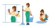 clean house service vector. cleaner home, household domestic hygiene, floor product clean house service character. people flat cartoon illustration