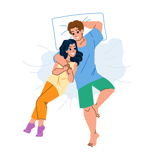 couple in bed vector. bedroom love, happy man woman, young morning, romance couple in bed character. people flat cartoon illustration