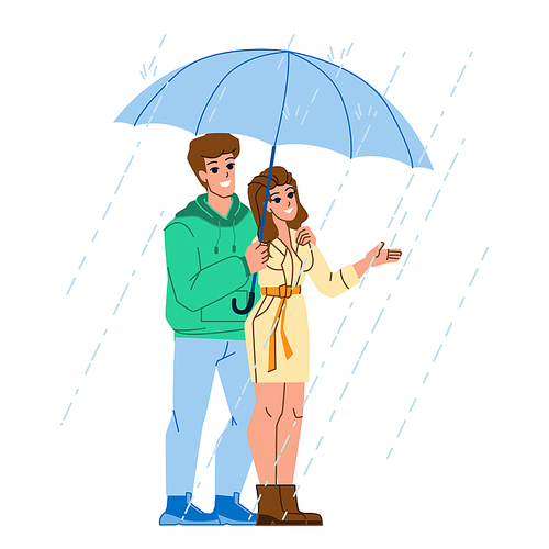 couple with umbrella vector. rain love, date man woman, city street holding, autumn couple with umbrella character. people flat cartoon illustration