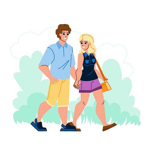 couple park vector. happy nature, woman man lifestyle, outdoors people, love family, young adult couple park character. people flat cartoon illustration