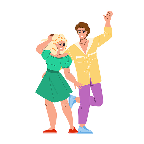 couple party vector. happy woman, man young people, fun love, dance disco, together night girl couple party character. people flat cartoon illustration
