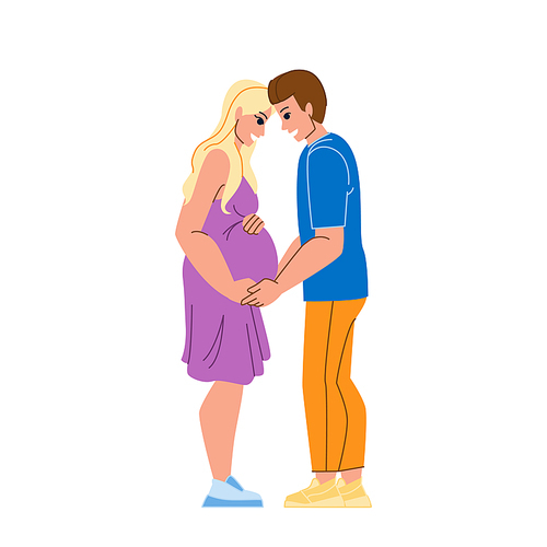 couple pregnant vector. woman pregnancy, love happy baby, man family, young husband, wife mother belly couple pregnant character. people flat cartoon illustration