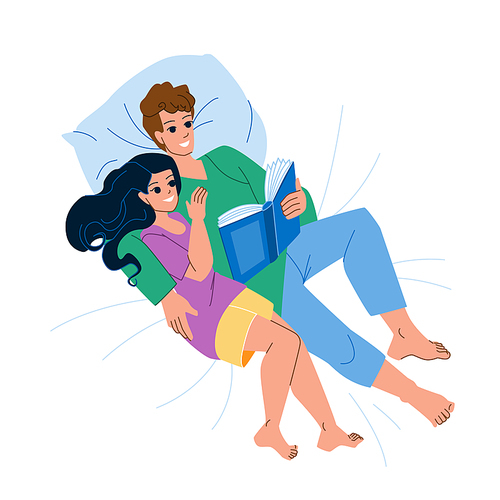couple reading vector. woman man, young book, happy lifestyle, home love, family boyfriend, adult together couple reading character. people flat cartoon illustration