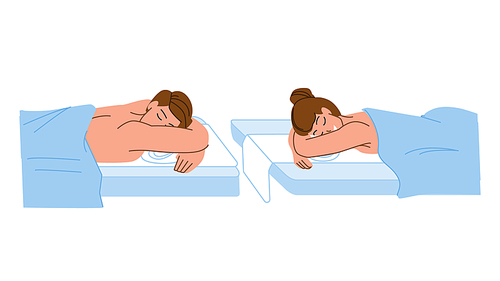 couple spa vector. wellness treatment, luxury man, massage beauty, woman young, therapy romantic couple spa character. people flat cartoon illustration