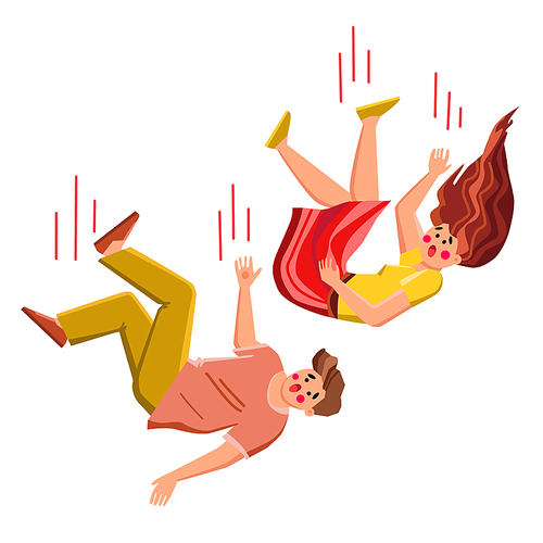 falling people vector. person, man, fall young, motion woman, business slip, action casual, fashion accident falling people character. people flat cartoon illustration