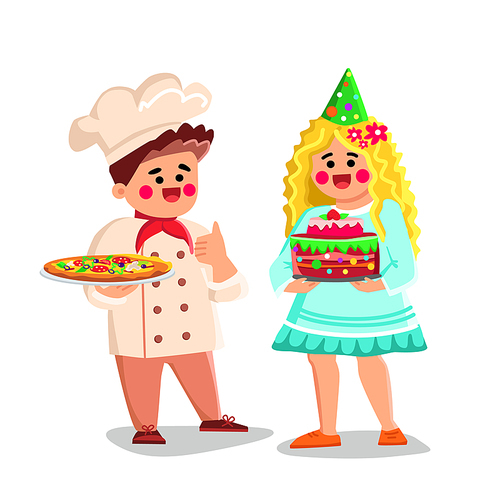 kid cook vector. child kitchen, food happy, girl chef, fun little, family cute, home baby, young apron kid cook character. people flat cartoon illustration