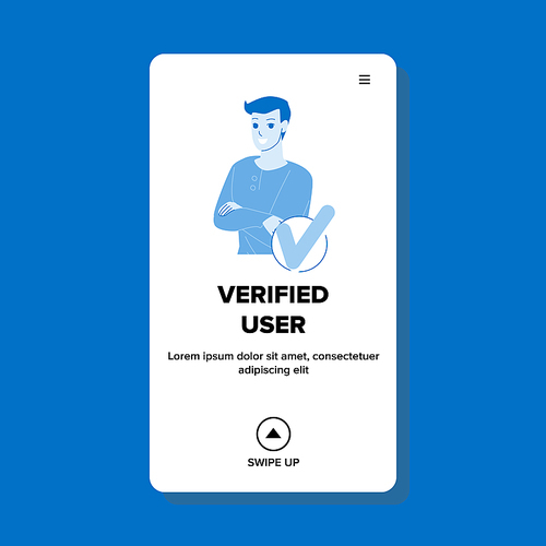 Verified User And Client Identity System Vector. Verified User And Account In Application Or Mobile Banking. Character Use Login And Password For Identity Web Flat Cartoon Illustration