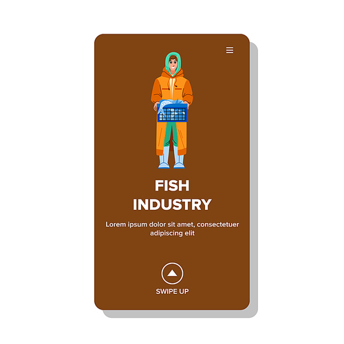 fish industry vector. sea food factory, fresh aquaculture, fishery plant production fish industry character. people flat cartoon illustration