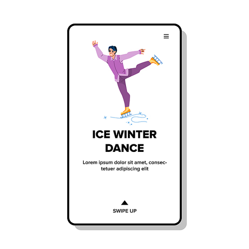 ice winter dance vector. skater man , professional show ice winter dance character. people flat cartoon illustration