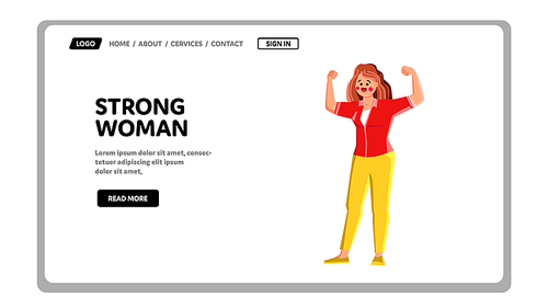 strong woman vector. confident girl, female power, young person, strenght strong woman web flat cartoon illustration