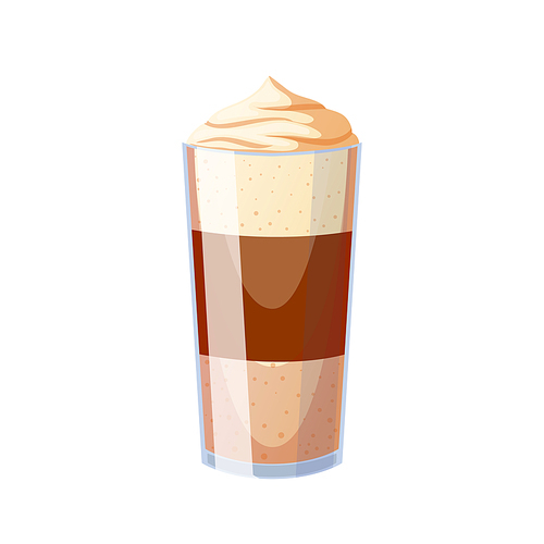 coffee glass cartoon. cafe cup, hot drink, cold milk foam coffee glass vector illustration