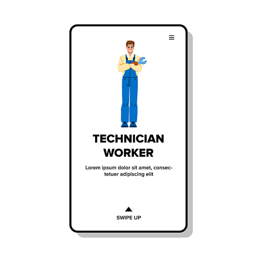 technician worker vector. factory industry, maintenance construction, engineer safety technician worker web flat cartoon illustration