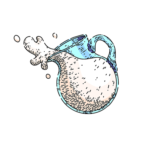 milk jug hand drawn vector. glass pitcher, fresh cream, dairy drink milk jug sketch. isolated color illustration