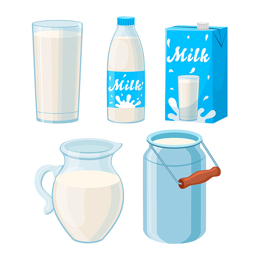 milk white set cartoon vector. fresh food dairy, glass drink, breakfast liquid, organic cream, healthy product milk white vector illustration