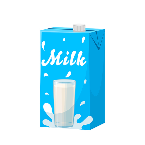 milk pack cartoon vector. carton box, white package, cardboard drink, food container milk pack vector illustration