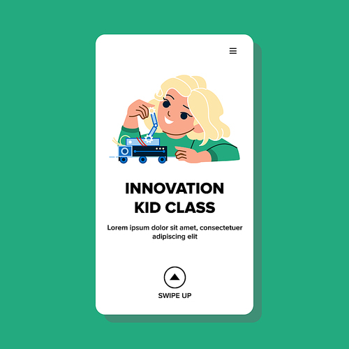 innovation kid class vector. classroom technology, education student, science children, creative idea innovation kid class web flat cartoon illustration