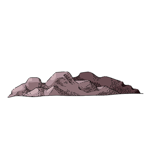 mountain old hand drawn vector. landscape nature, forest valley, adventure climbing, hill explore mountain old sketch. isolated color illustration