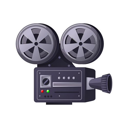 cinema camera cartoon. film movie, old video projector, retro cinematography, theater industry cinema camera vector illustration