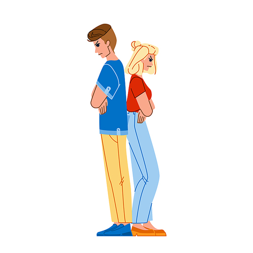 couple back to back vector. man woman, love male, young two together, female, girl, beautiful relationship couple back to back character. people flat cartoon illustration