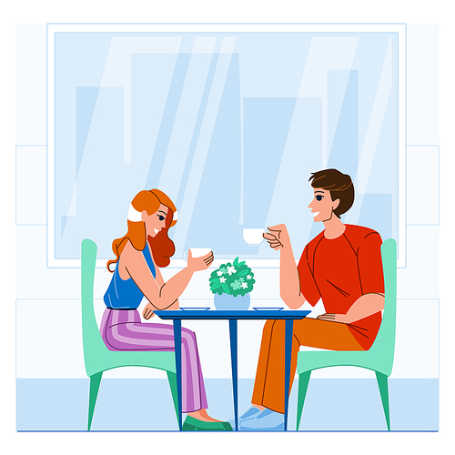 couple cafe vector. woman man coffee, love female, lifestyle sitting, dating restaurant, adult romantic, romance happy couple cafe character. people flat cartoon illustration