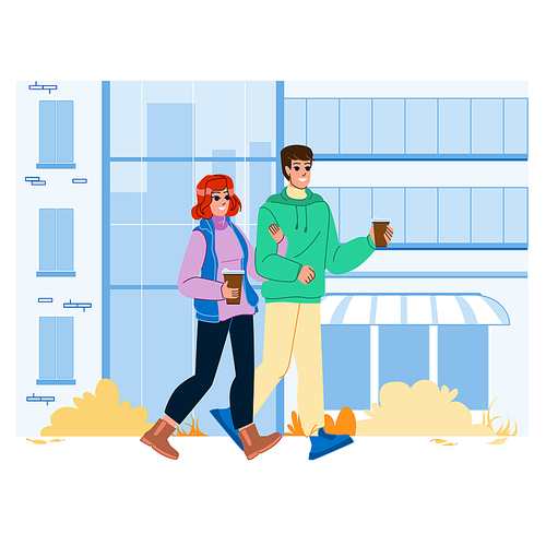 couple city vector. street relationship, romance happiness, fun cheerful, caucasian outdoors, happy woman, lifestyle man, boyfriend couple city character. people flat cartoon illustration