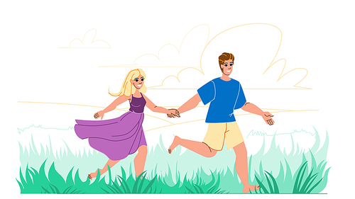 couple nature vector. love man woman, beautiful two, romance together, romantic happy, adult lifestyle, female outdoors couple nature character. people flat cartoon illustration