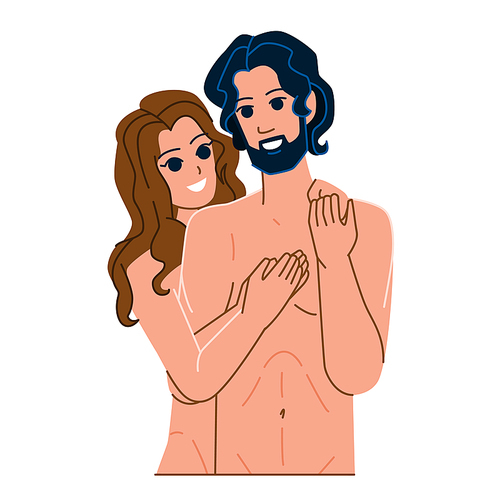 family nude vector. woman man, love sexy, young passion, kiss together, sensual girl, male lovers, relationship adult, romance family nude character. people flat cartoon illustration