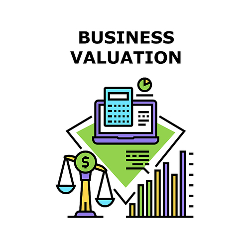 Company Business Valuation Vector Icon Concept. Company Business Valuation, Researching Annual Financial Report And Audit, Calculating Income, Expense And Profit Color Illustration