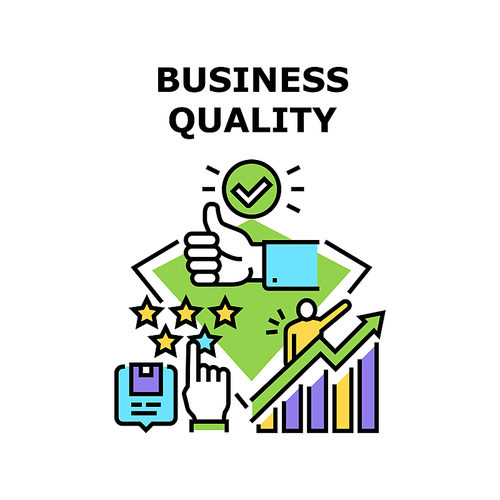 Business Quality Vector Icon Concept. Service Business Quality Development And Management, Customer Feedback And Client Feedback. Company Success Support And Product Color Illustration