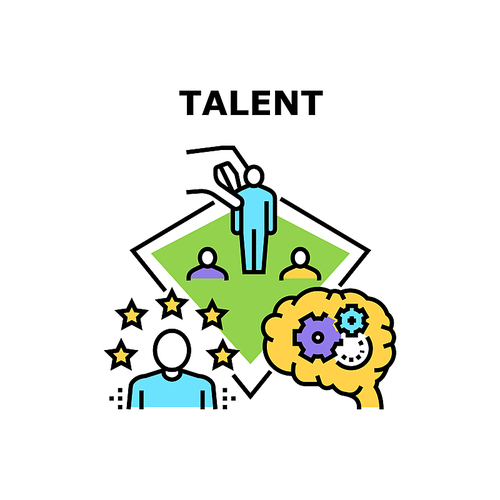 Talent Employee Vector Icon Concept. Talent Employee And Creative Occupation, Manager Thinking And Searching Idea For Startup. Employer Professional Business And Career Color Illustration