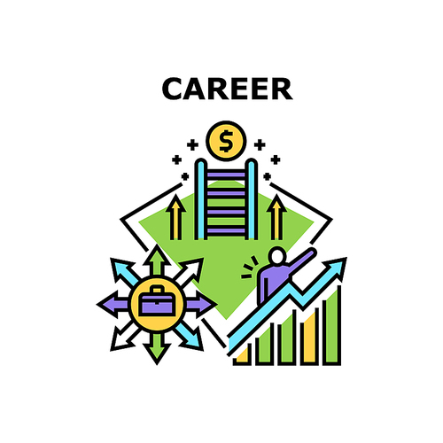 Career Manager Vector Icon Concept. Career Manager In Company, Increasing Sales And Profit, Employee Productivity And Development. Leadership And Goal Success Achievement Color Illustration