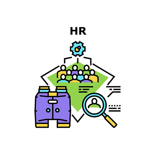 Hr Occupation Vector Icon Concept. Hr Occupation For Searching Colleague, Researching Cv And Interview Candidate. Human Resources Worker Business And Recruitment Color Illustration