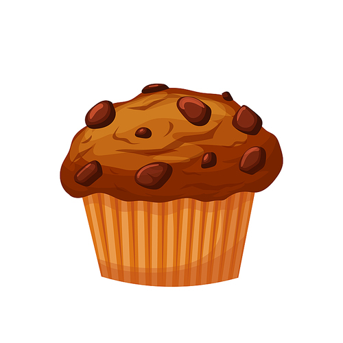 muffin cartoon. chocolate breakfast, deliciuos dessert, vanilla snack muffin vector illustration