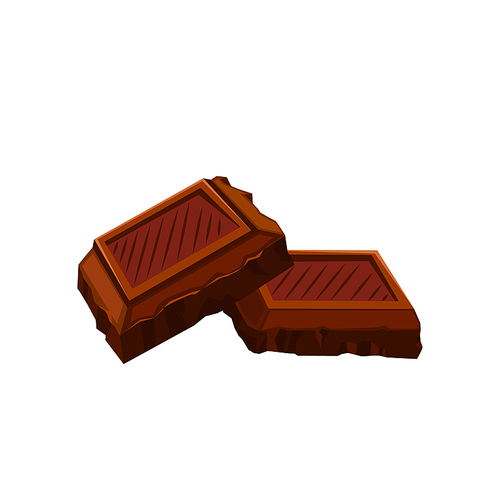 chocolate pieces cartoon vector. dark cocoa, milk cacao, broken candy chocolate pieces. isolated color illustration