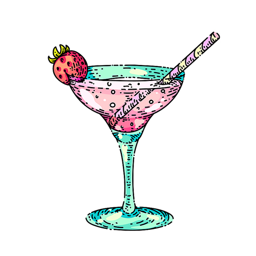 cocktail drink hand drawn vector. alcohol glass, martini party, summer bar, beach beverage cocktail drink sketch. isolated color illustration