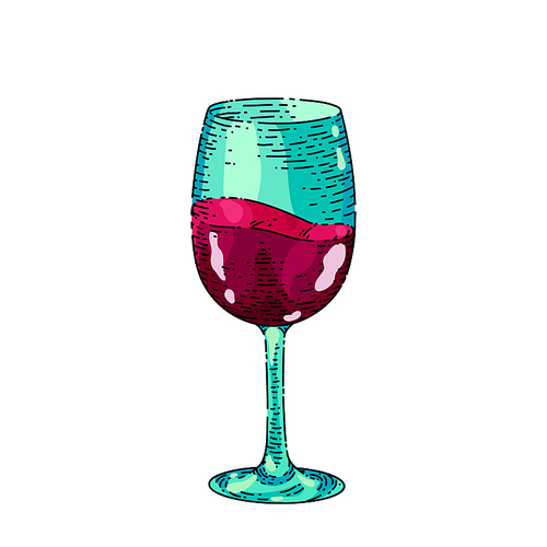 wine cup hand drawn vector. glass, red wineglass, alcohol drink, merlot liquid wine cup sketch. isolated color illustration