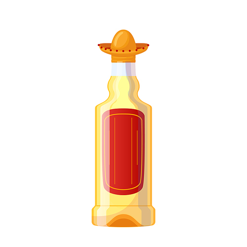 tequila bottle cartoon. shot, agave mexico alcohol, mexican glass tequila bottle vector illustration