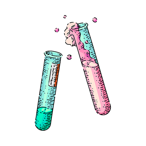 test tube hand drawn vector. laboratory chemistry, lab science, glass flask, medicine container test tube sketch. isolated color illustration