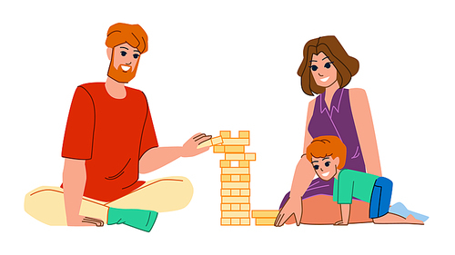 family playing vector. fun father, mother child, home man woman, together son children family playing character. people flat cartoon illustration