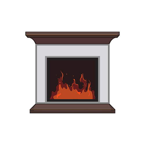 burning fireplace cartoon. burning fireplace sign. isolated symbol vector illustration